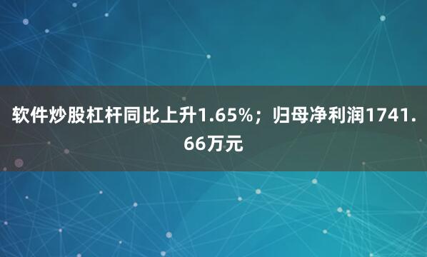 软件炒股杠杆同比上升1.65%;归母净利润1741.66万元