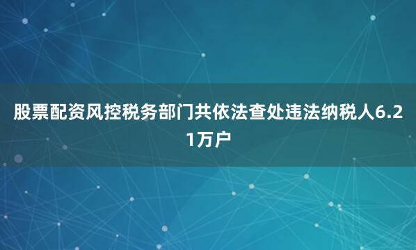 股票配资风控税务部门共依法查处违法纳税人6.21万户